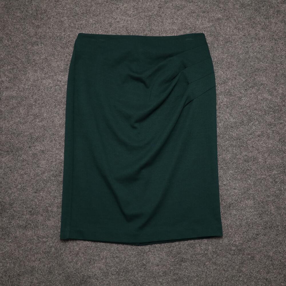 New York & Company Skirt Womens 10 Green Solid Knit Pencil Knee Stretch Workwear